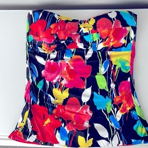 Anne Cole Twist Front Ruched Takini Top Medium Floral